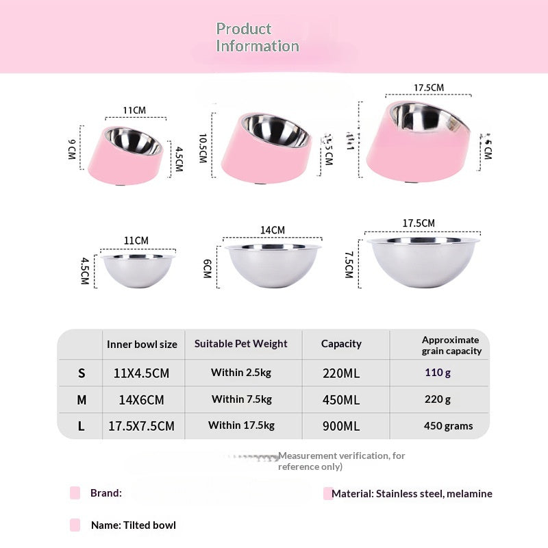 Tilt Dog Bowl Cat Bowl Pet Supplies Stainless Steel Double Layer Dog Bowl Cat Bowl Dog Cat Food Bowl Dog Pet Bowl