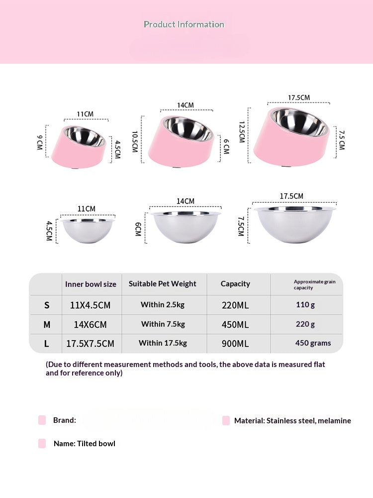 Tilt Dog Bowl Cat Bowl Pet Supplies Stainless Steel Double Layer Dog Bowl Cat Bowl Dog Cat Food Bowl Dog Pet Bowl