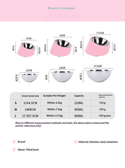 Tilt Dog Bowl Cat Bowl Pet Supplies Stainless Steel Double Layer Dog Bowl Cat Bowl Dog Cat Food Bowl Dog Pet Bowl