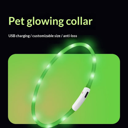 LED Light-Up Pet Collar Dog Leash Light-Up Collar USB Rechargeable Teddy Golden Retriever Dog Night Light Collar Flashing Neckband Pet Collar