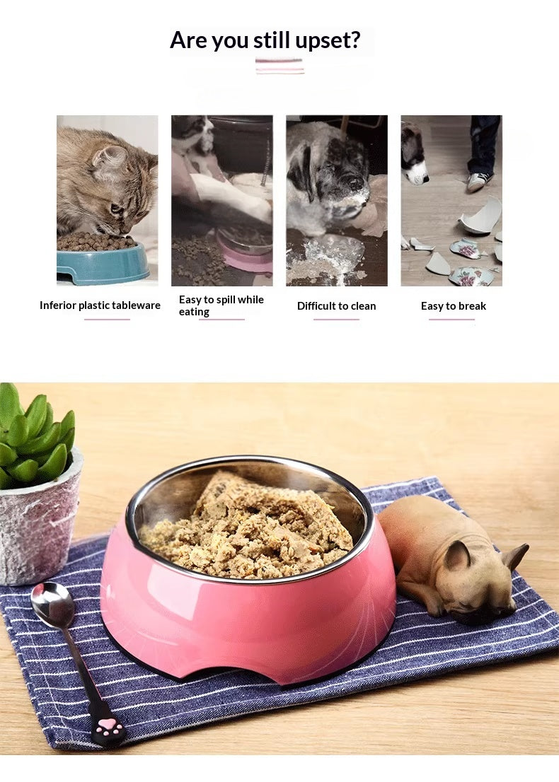 Pet Bowl Dog Bowl Cat Bowl Pet Supplies Dog Food Bowl Cat Bowl Melamine Stainless Steel Dog Bowl Classic Round Bowl