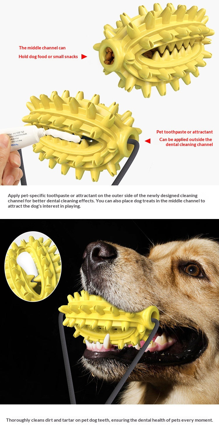 Pet Supplies Manufacturer Wholesale Rope Bell Food Dispensing Ball Tug-of-War Dog Toy Chew Suction Cup Sound Food Dispensing Ball