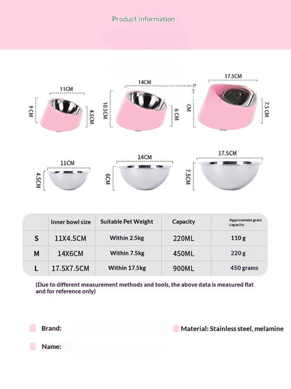 Tilt Dog Bowl Cat Bowl Pet Supplies Stainless Steel Double Layer Dog Bowl Cat Bowl Dog Cat Food Bowl Dog Pet Bowl