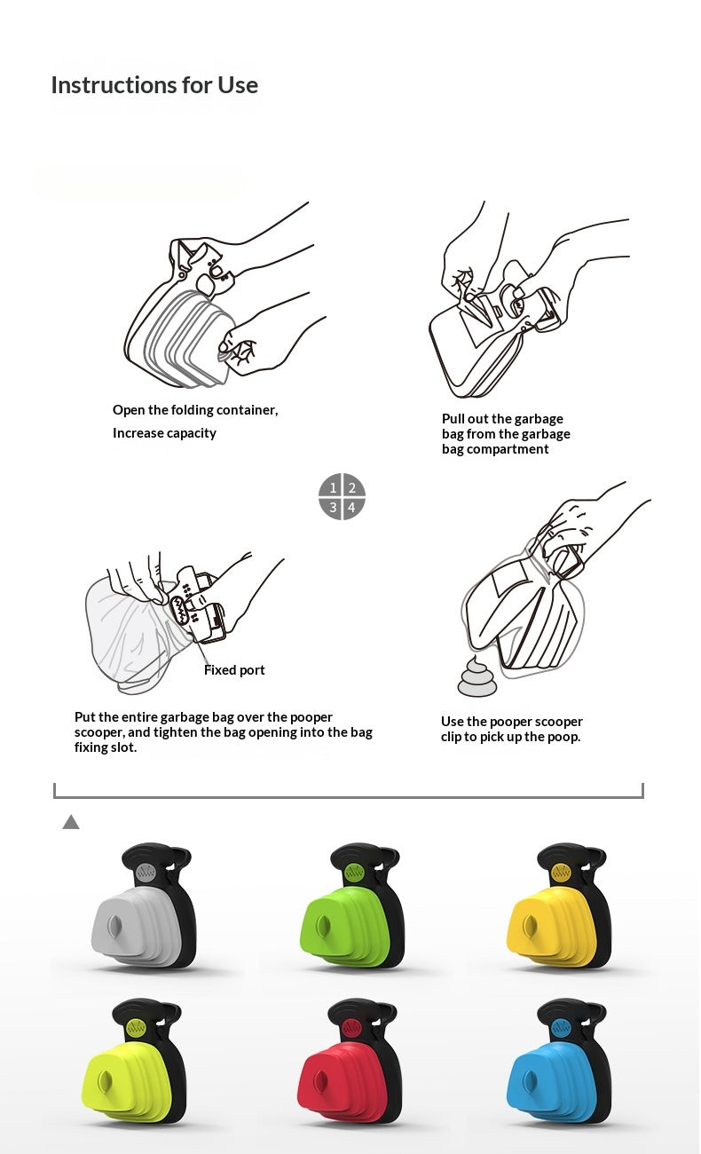 Pet Poop Scooper Outdoor Portable Foldable with Hanging Buckle Trash Bag Poop Shovel Tool Dog Poop Scooper