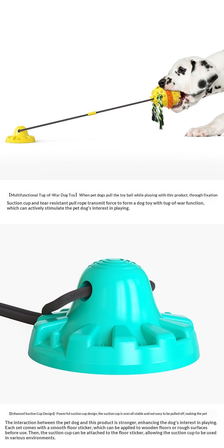 Pet Supplies Manufacturer Wholesale Rope Bell Food Dispensing Ball Tug-of-War Dog Toy Chew Suction Cup Sound Food Dispensing Ball