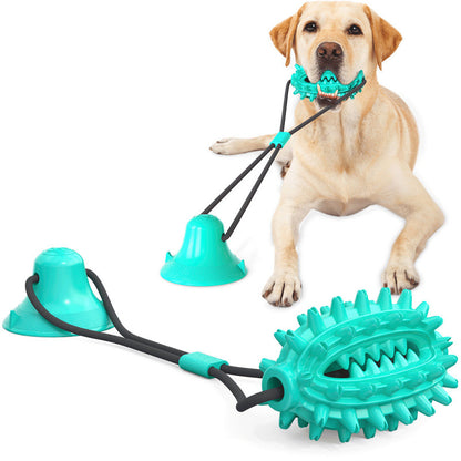 Pet Supplies Manufacturer Wholesale Rope Bell Food Dispensing Ball Tug-of-War Dog Toy Chew Suction Cup Sound Food Dispensing Ball