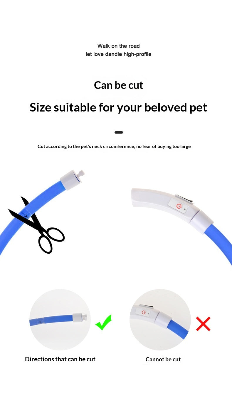 LED Light-Up Pet Collar Dog Leash Light-Up Collar USB Rechargeable Teddy Golden Retriever Dog Night Light Collar Flashing Neckband Pet Collar