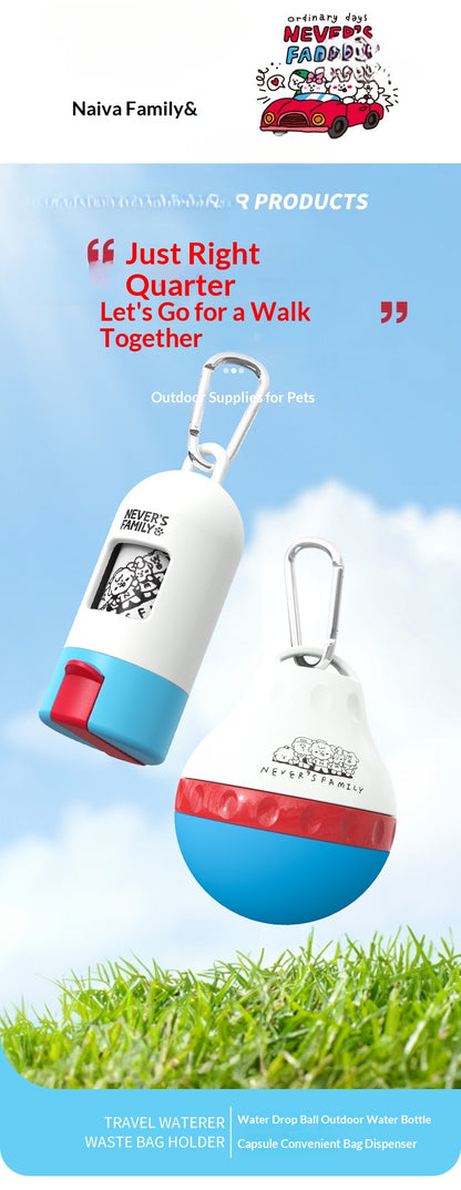 Neva Family Collaboration Pet Store Selected Supplies Outdoor Portable Cat and Dog Drinking Water Bottle Capsule Poop Bag Dispenser