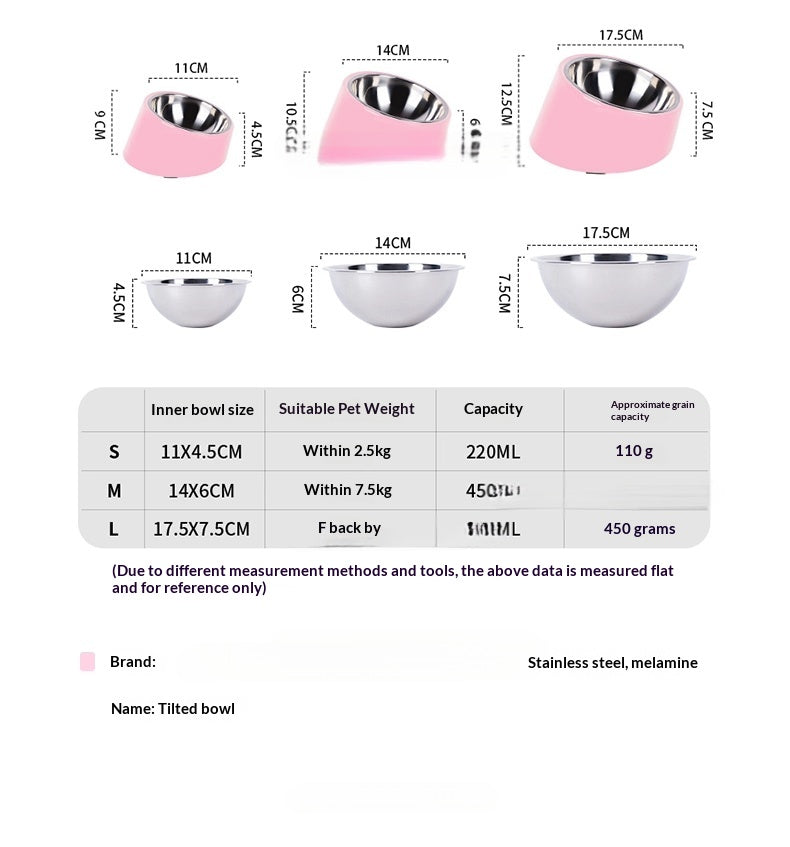 Tilt Dog Bowl Cat Bowl Pet Supplies Stainless Steel Double Layer Dog Bowl Cat Bowl Dog Cat Food Bowl Dog Pet Bowl