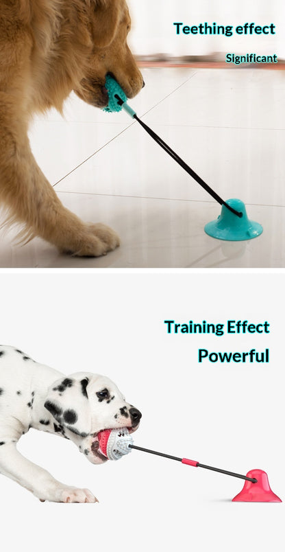 Pet Supplies Manufacturer Wholesale Rope Bell Food Dispensing Ball Tug-of-War Dog Toy Chew Suction Cup Sound Food Dispensing Ball