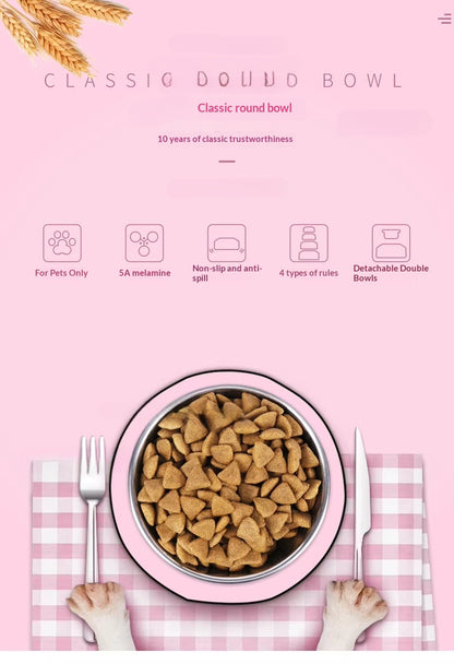 Pet Bowl Dog Bowl Cat Bowl Pet Supplies Dog Food Bowl Cat Bowl Melamine Stainless Steel Dog Bowl Classic Round Bowl