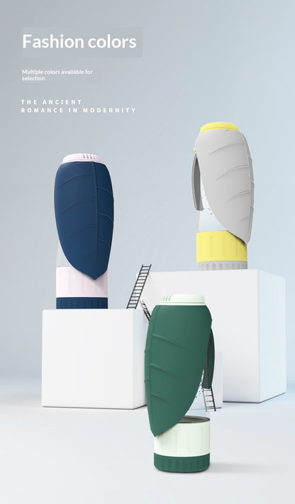 Dog Outdoor Drinking Cup Pet Supplies Outdoor Water Bottle Dog Walking Dual-Purpose Food Bottle Silicone Leaf Water Feeding Bottle