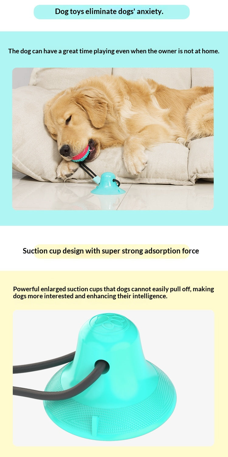 Pet Supplies Manufacturer Wholesale Rope Bell Food Dispensing Ball Tug-of-War Dog Toy Chew Suction Cup Sound Food Dispensing Ball
