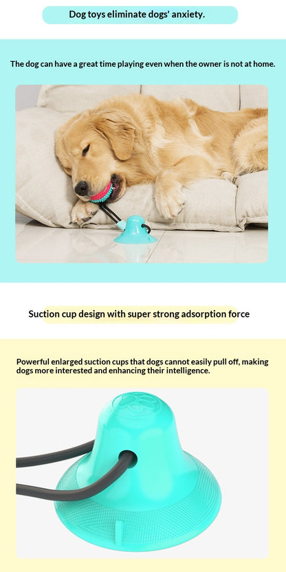 Pet Supplies Manufacturer Wholesale Rope Bell Food Dispensing Ball Tug-of-War Dog Toy Chew Suction Cup Sound Food Dispensing Ball