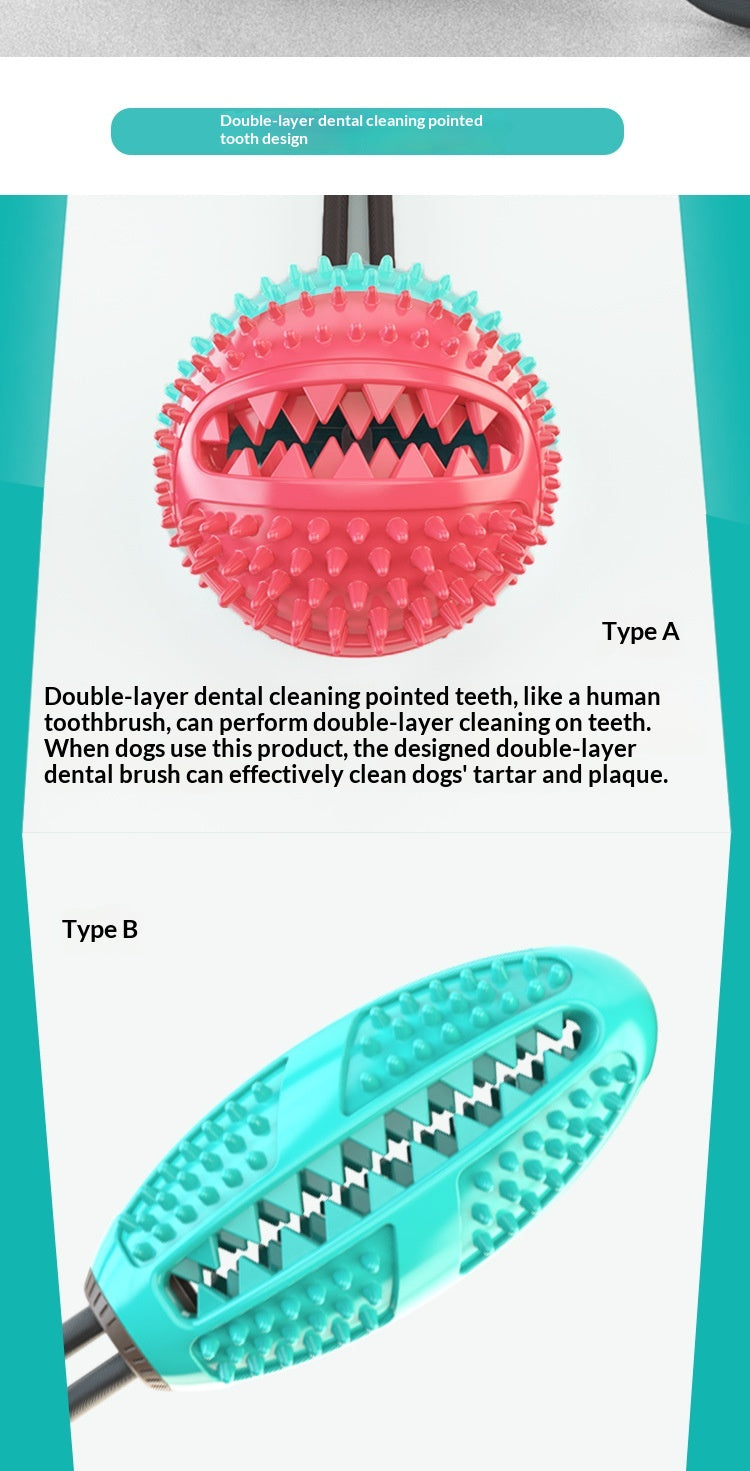 Pet Supplies Manufacturer Wholesale Rope Bell Food Dispensing Ball Tug-of-War Dog Toy Chew Suction Cup Sound Food Dispensing Ball