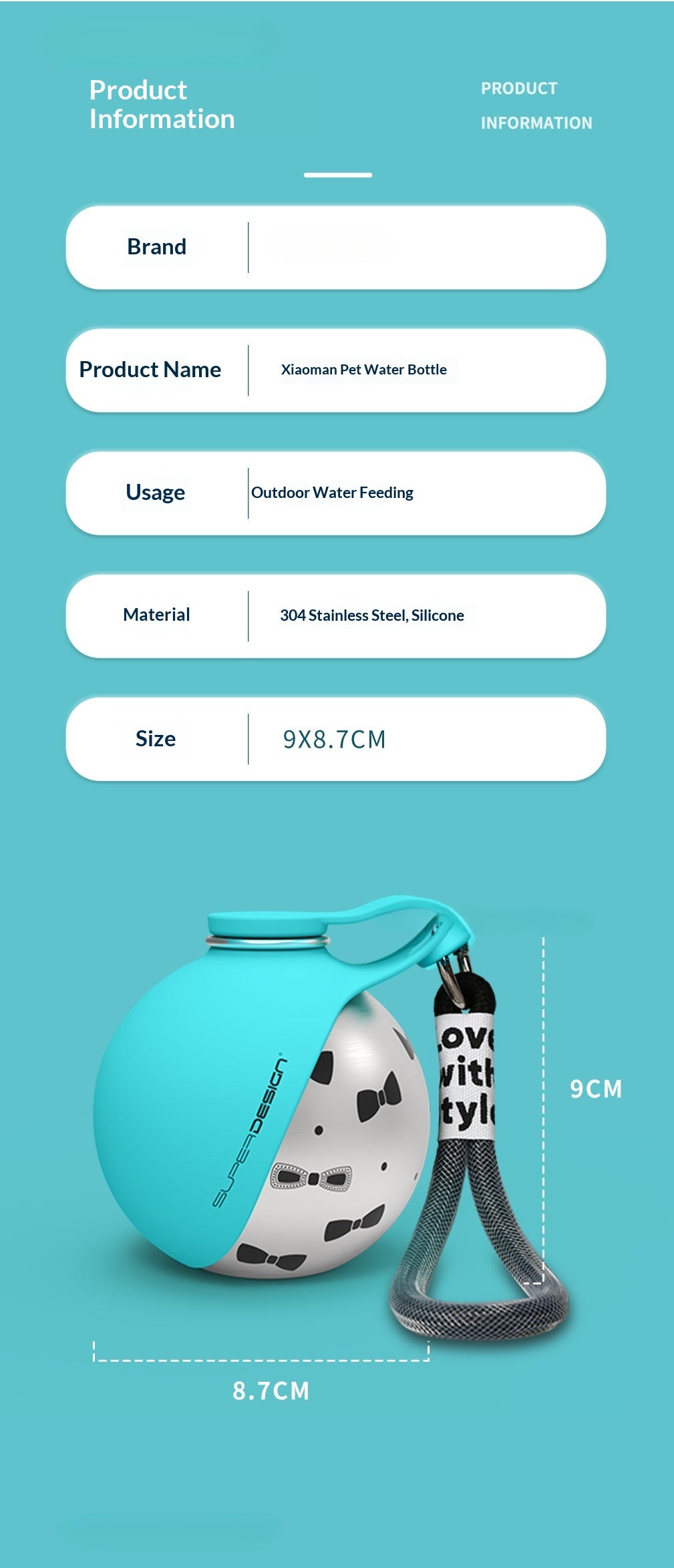 Water Bottle 304 Stainless Steel Foldable Spherical Drinking Device Small Dog Special Outdoor Portable Water Bottle