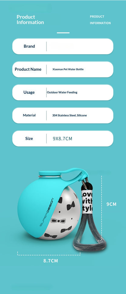 Water Bottle 304 Stainless Steel Foldable Spherical Drinking Device Small Dog Special Outdoor Portable Water Bottle