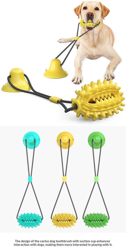 Pet Supplies Manufacturer Wholesale Rope Bell Food Dispensing Ball Tug-of-War Dog Toy Chew Suction Cup Sound Food Dispensing Ball