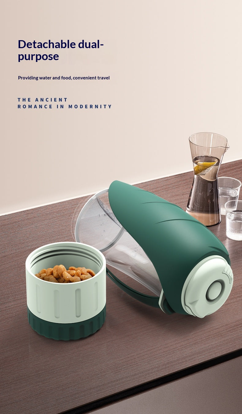 Dog Outdoor Drinking Cup Pet Supplies Outdoor Water Bottle Dog Walking Dual-Purpose Food Bottle Silicone Leaf Water Feeding Bottle