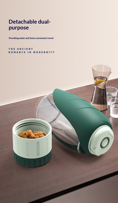 Dog Outdoor Drinking Cup Pet Supplies Outdoor Water Bottle Dog Walking Dual-Purpose Food Bottle Silicone Leaf Water Feeding Bottle