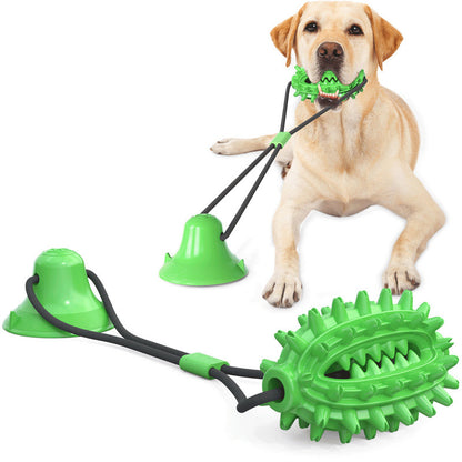 Pet Supplies Manufacturer Wholesale Rope Bell Food Dispensing Ball Tug-of-War Dog Toy Chew Suction Cup Sound Food Dispensing Ball