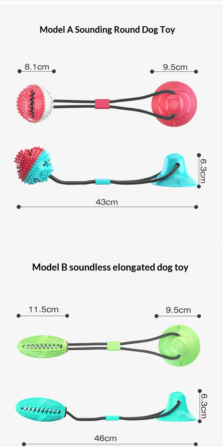 Pet Supplies Manufacturer Wholesale Rope Bell Food Dispensing Ball Tug-of-War Dog Toy Chew Suction Cup Sound Food Dispensing Ball