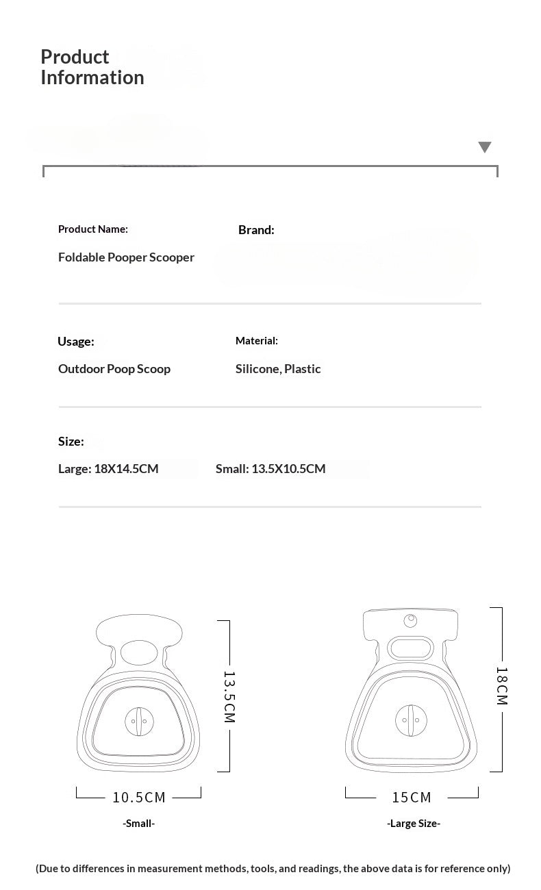 Pet Poop Scooper Outdoor Portable Foldable with Hanging Buckle Trash Bag Poop Shovel Tool Dog Poop Scooper