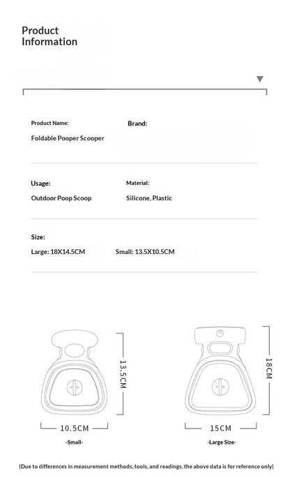 Pet Poop Scooper Outdoor Portable Foldable with Hanging Buckle Trash Bag Poop Shovel Tool Dog Poop Scooper