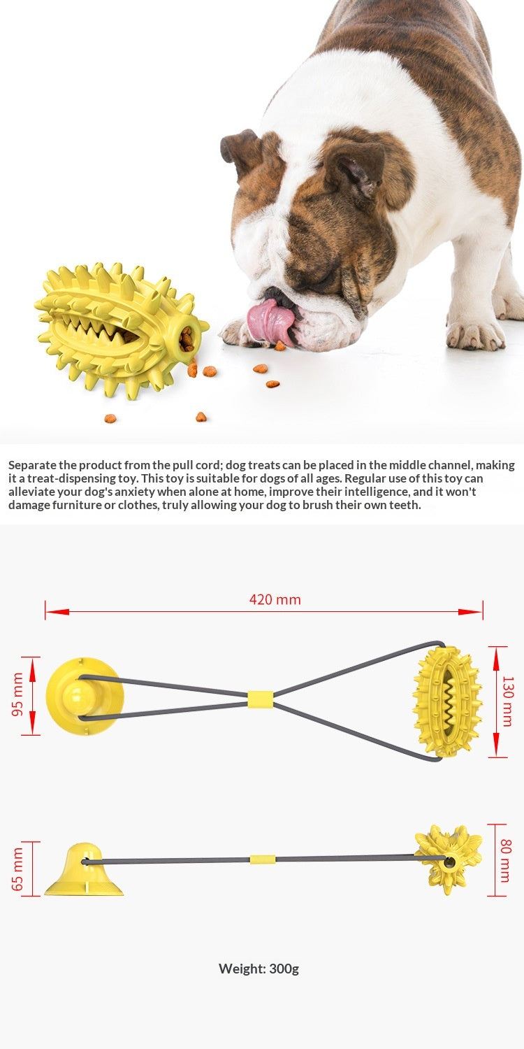 Pet Supplies Manufacturer Wholesale Rope Bell Food Dispensing Ball Tug-of-War Dog Toy Chew Suction Cup Sound Food Dispensing Ball