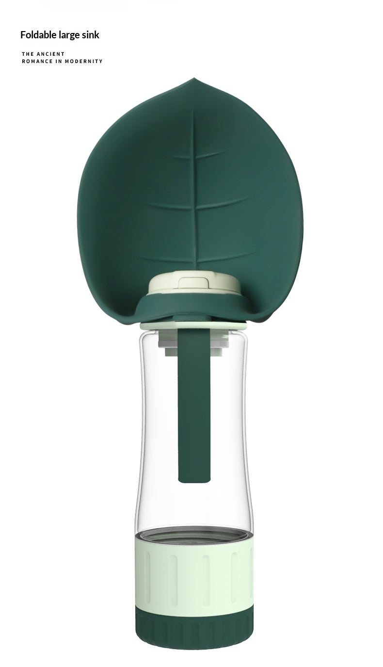 Dog Outdoor Drinking Cup Pet Supplies Outdoor Water Bottle Dog Walking Dual-Purpose Food Bottle Silicone Leaf Water Feeding Bottle