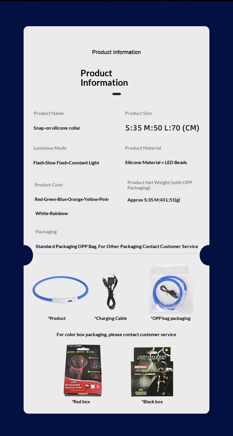 LED Light-Up Pet Collar Dog Leash Light-Up Collar USB Rechargeable Teddy Golden Retriever Dog Night Light Collar Flashing Neckband Pet Collar