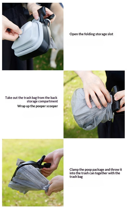 Pet Poop Scooper Outdoor Portable Foldable with Hanging Buckle Trash Bag Poop Shovel Tool Dog Poop Scooper