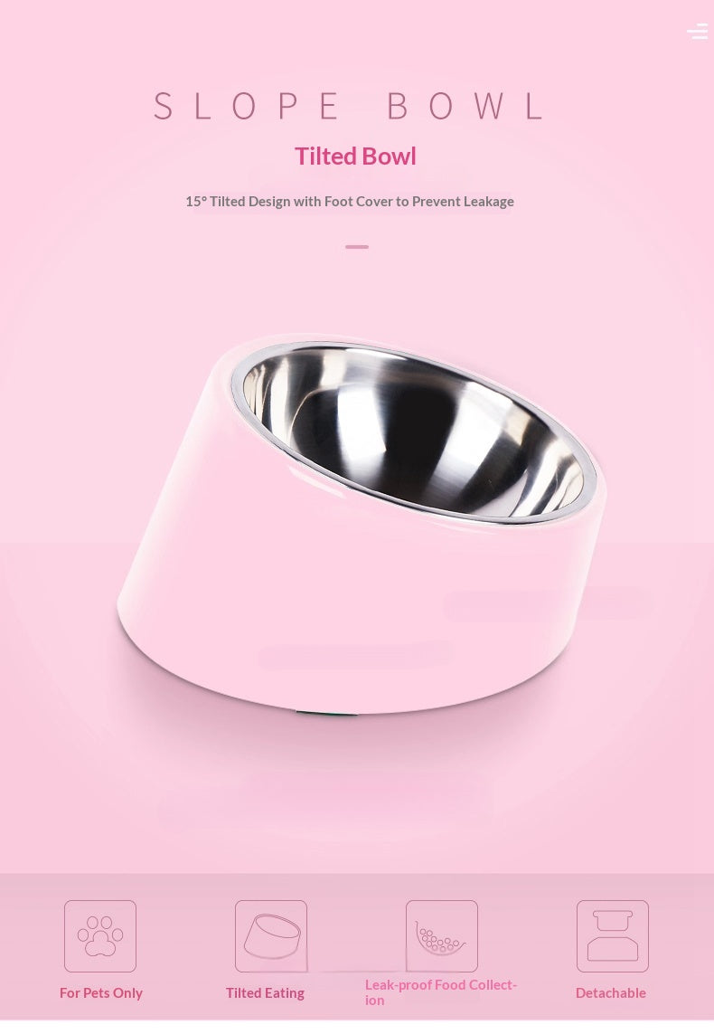 Tilt Dog Bowl Cat Bowl Pet Supplies Stainless Steel Double Layer Dog Bowl Cat Bowl Dog Cat Food Bowl Dog Pet Bowl